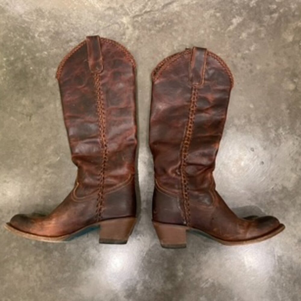 Lane Plain Jane Braided Round Toe Pull On Cowboy Womens Brown Boots Size 6.5 - Picture 5 of 11